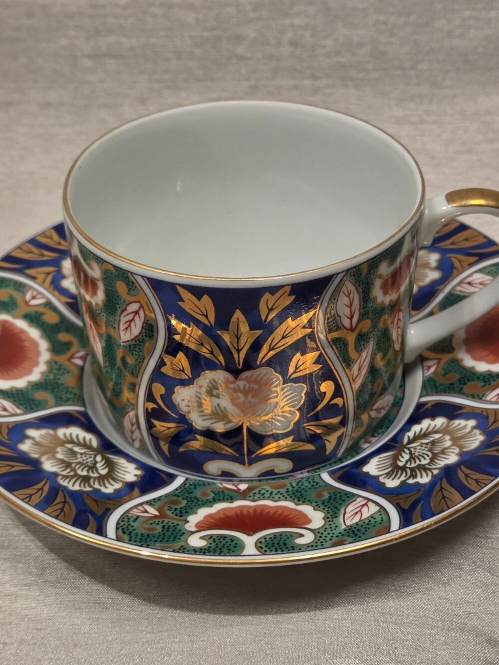 Vintage, OMC Japan, Demitasse, Espresso/ Teacup and Saucer Multicolor, Gilded